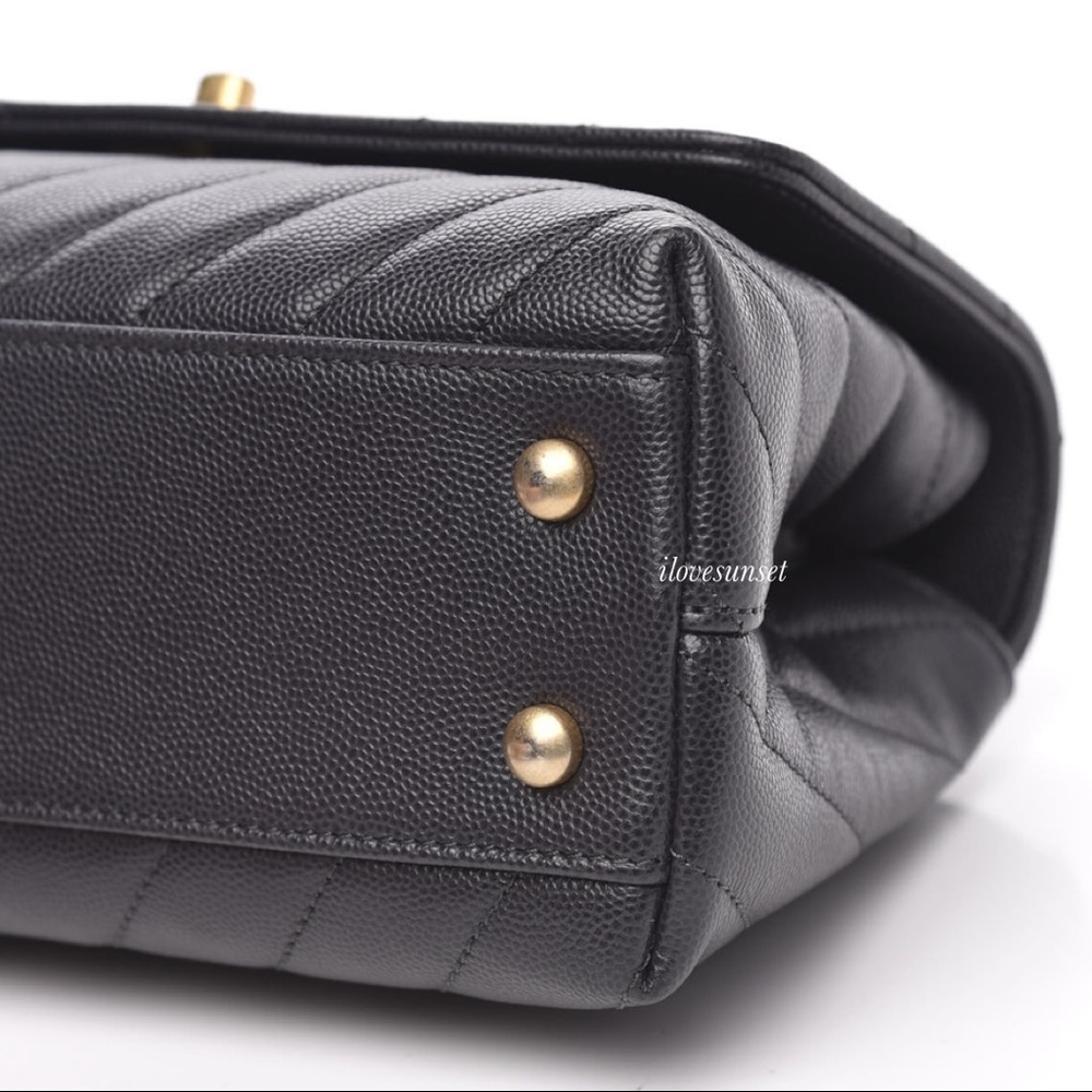 {CHANEL} Caviar Chevron Quilted Mini Dark Grey Bag - Picture 7 of 10
